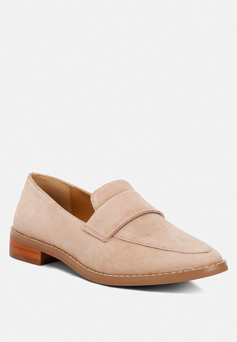 ZOFIA Nude Suede Penny Loafers 3 ZOFIA Nude Suede Penny Loafers